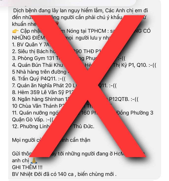 TP HCM Bác bỏ thông tin các điểm nóng COVID-19 trên địa bàn