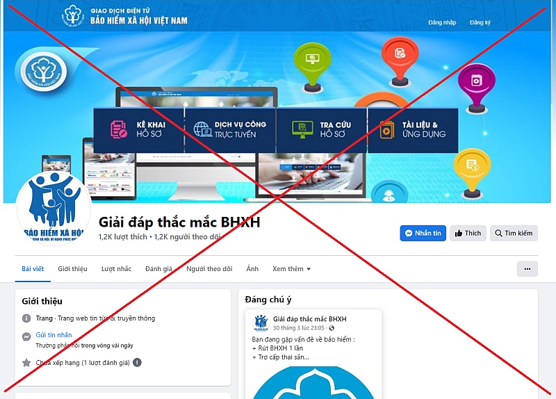 Tiếp tục xuất hiện Fanpage giả mạo cơ quan BHXH Việt Nam để lừa đảo