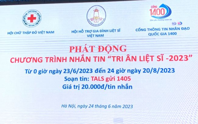 Phát động chương trình nhắn tin “Tri ân liệt sỹ - 2023