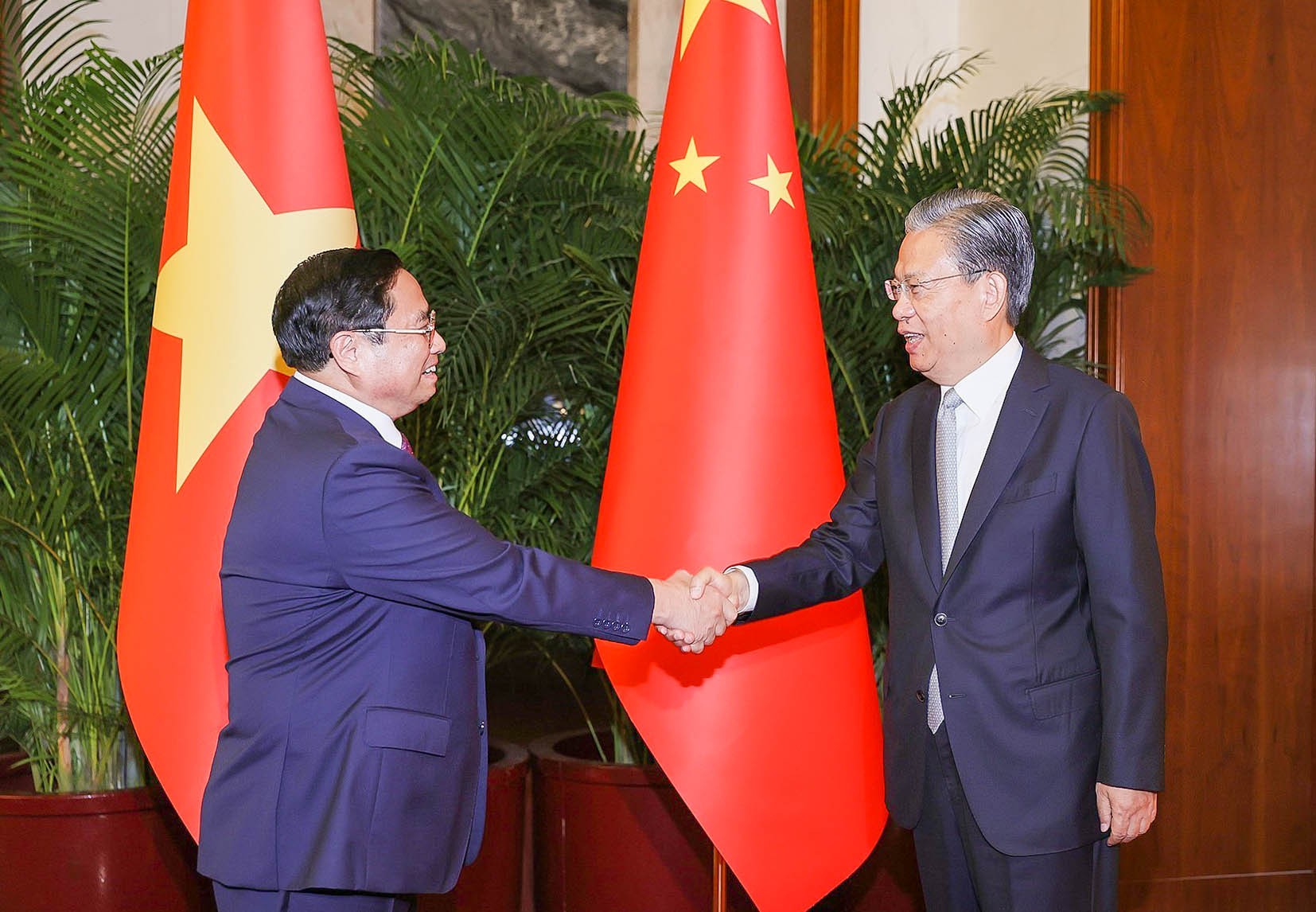 Thủ tướng Phạm Minh Chính hội kiến Ủy viên trưởng Nhân đại toàn quốc Trung Quốc Triệu Lạc Tế