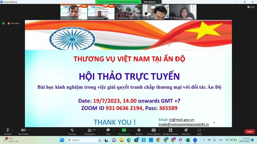 Bài học kinh nghiệm trong việc giải quyết tranh chấp thương mại với đối tác Ấn Độ
