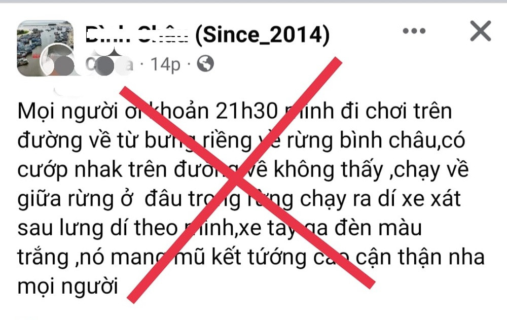 Bà Rịa - Vũng Tàu Xử lý nam thanh niên đăng tin sai sự thật
