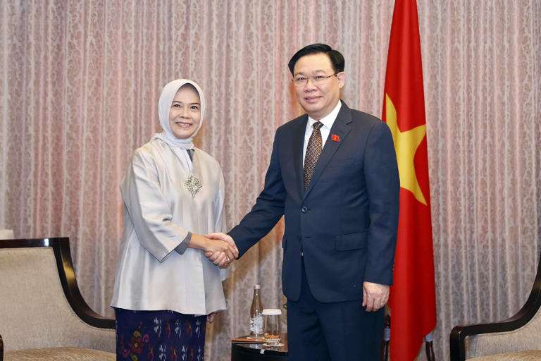 Chủ tịch Quốc hội Vương Đình Huệ tiếp Chủ tịch Ủy ban Kiểm toán Indonesia
