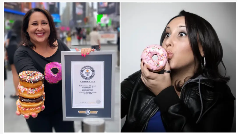 Người xếp được chồng bánh vòng cao nhất thế giới