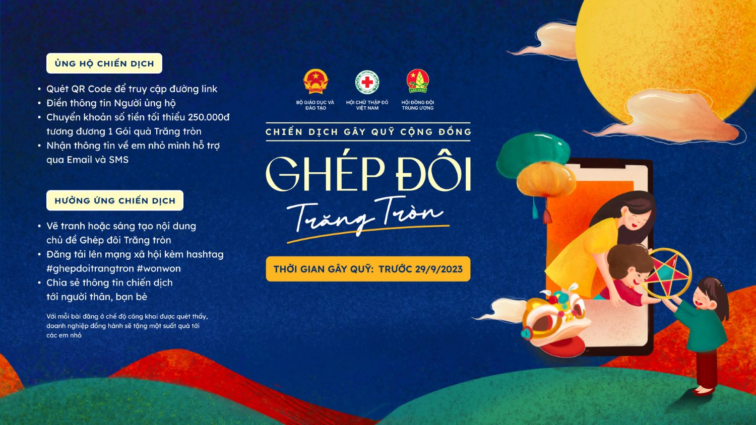 Tặng quà 1 000 trẻ em khó khăn với Chiến dịch gây quỹ “Ghép đôi trăng tròn”
