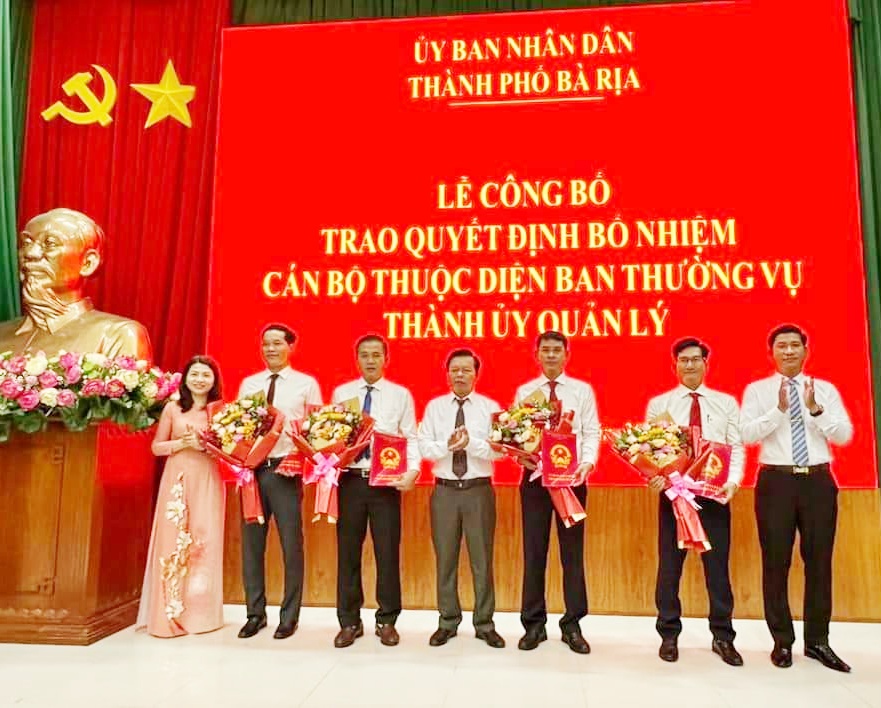 TP Bà Rịa bổ nhiệm các cán bộ thuộc diện Ban Thường vụ quản lý
