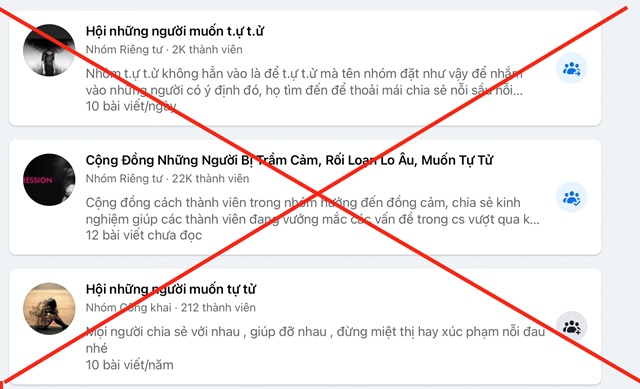 Ngăn chặn các hội, nhóm hướng dẫn tự tử, bùng nợ trên Facebook