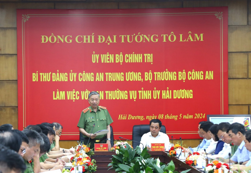 Bộ trưởng Bộ Công an làm việc với Ban Thường vụ Tỉnh ủy Hải Dương