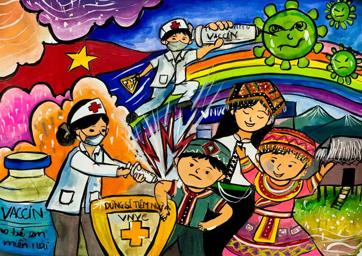Gần 10 000 bức tranh dự cuộc thi “Em vẽ dũng sĩ tiêm ngừa cùng VNVC”