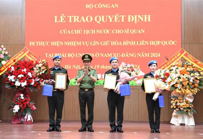 Thêm 3 sĩ quan Công an nhân dân đi thực hiện nhiệm vụ gìn giữ hòa bình Liên hợp quốc