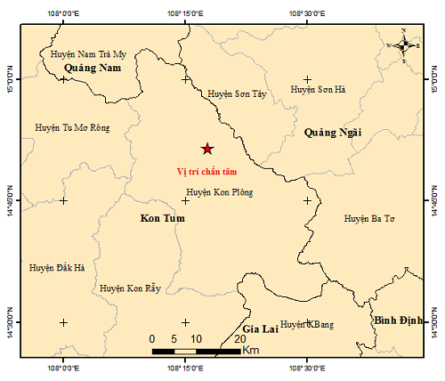 Liên tiếp 40 trận động đất xảy ra trong 2 ngày tại Kon Tum