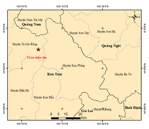 2 trận động đất xảy ra tại tỉnh Kon Tum trong sáng 4 8