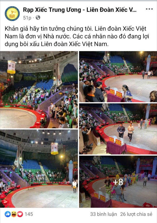 Lãnh đạo Liên đoàn Xiếc Việt Nam Thông tin ủng hộ 10 000 đồng là sai sự thật