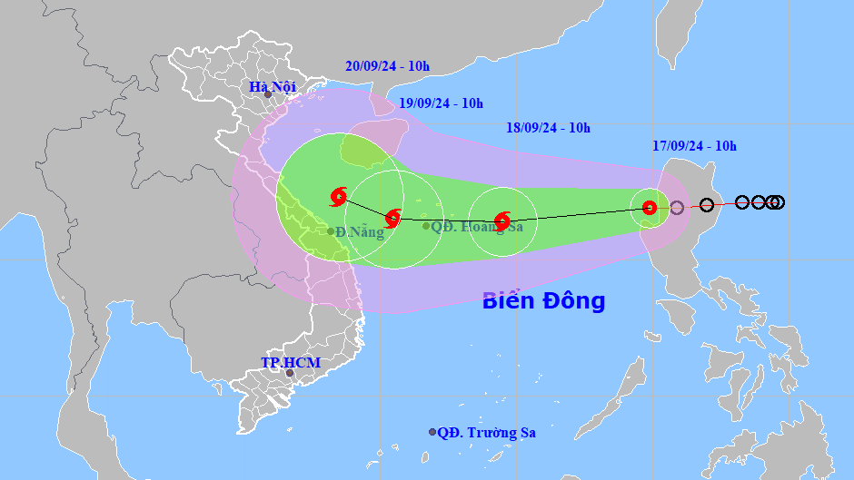 Áp thấp nhiệt đới giật cấp 9 đã tiến vào Bắc Biển Đông

​