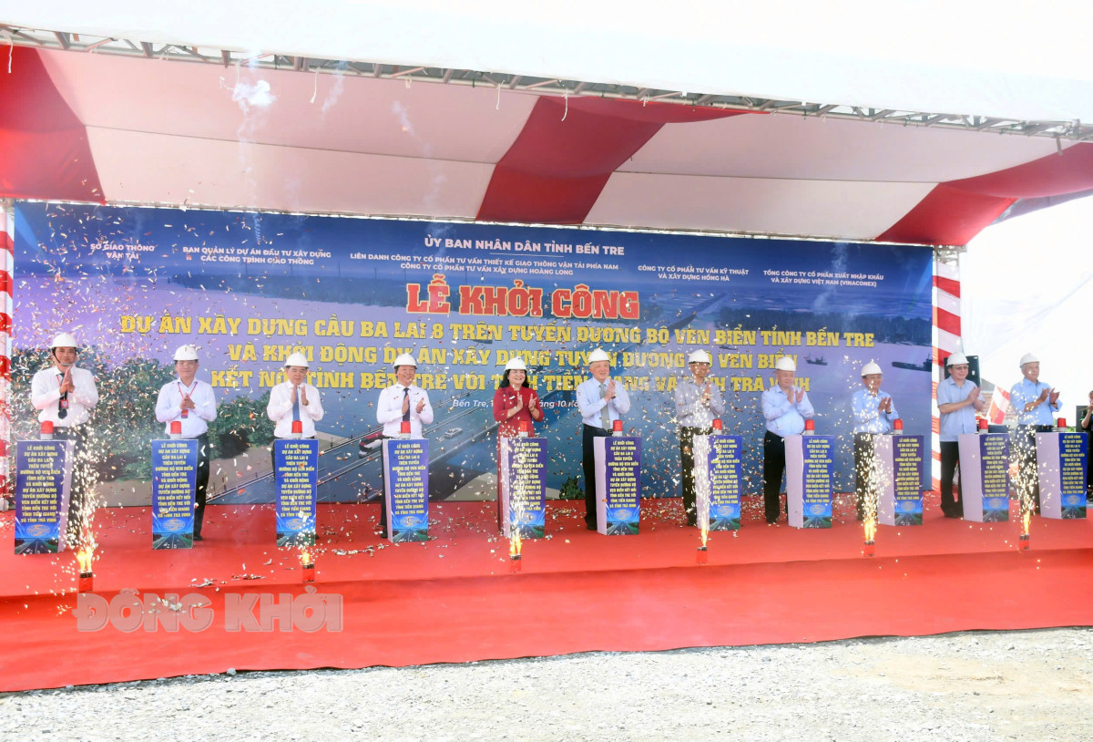 Khởi công dự án cầu Ba Lai 8 trên tuyến đường bộ ven biển miền Tây