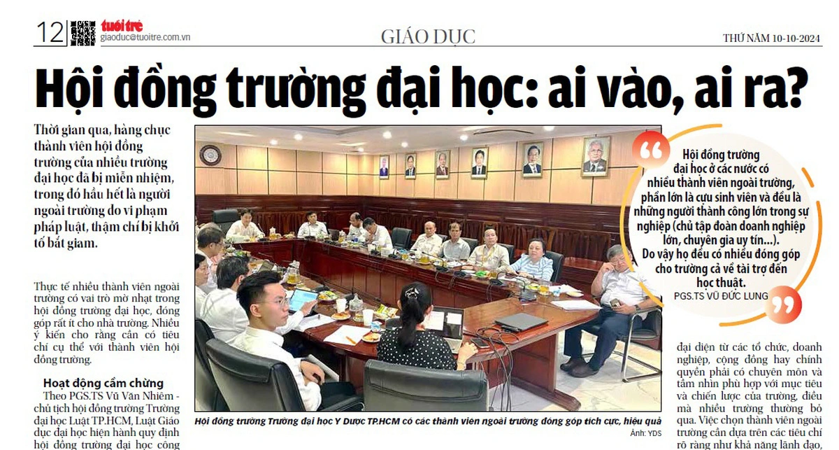 Xử lý thông tin về hội đồng trường