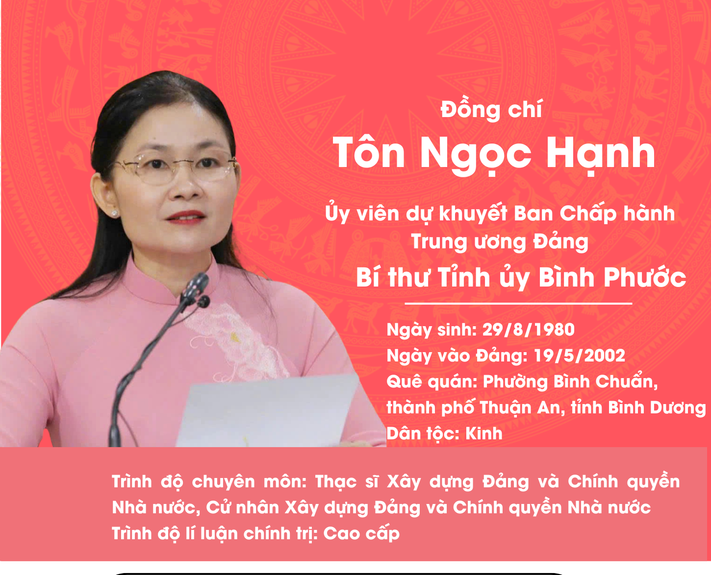 [Infographic] Bí thư Tỉnh ủy Bình Phước Tôn Ngọc Hạnh
