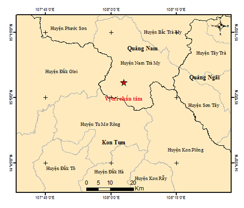 Hai trận động đất liên tiếp xảy ra tại Quảng Nam