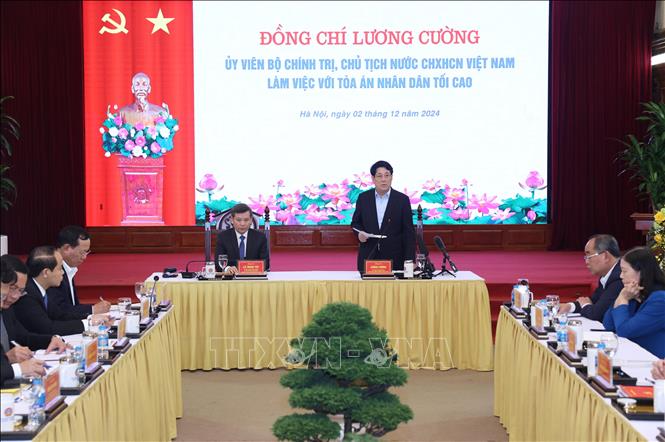 Chủ tịch nước Lương Cường làm việc với Tòa án nhân dân tối cao