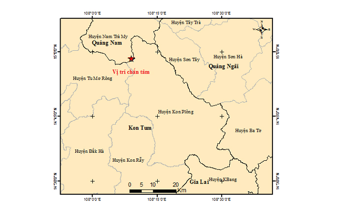 Quảng Nam xảy ra động đất 3 2 độ Richter