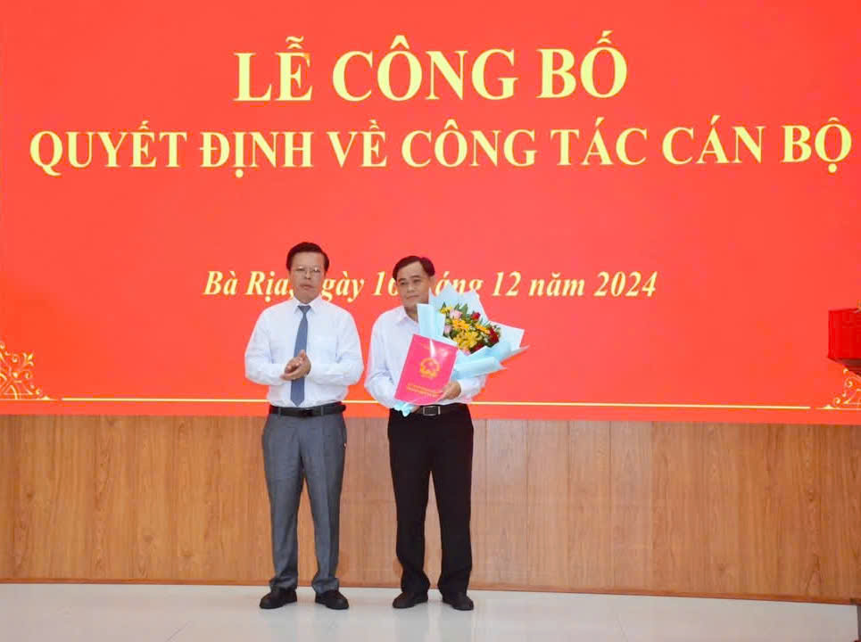 TP Bà Rịa công bố các Quyết định về công tác cán bộ