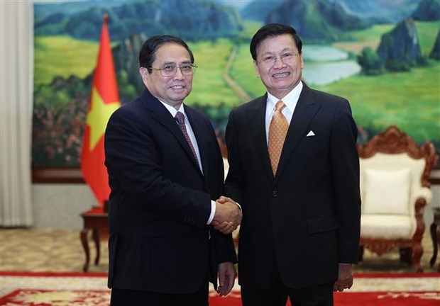 PM Pham Minh Chinh meets with Party General Secretary, President of Laos
