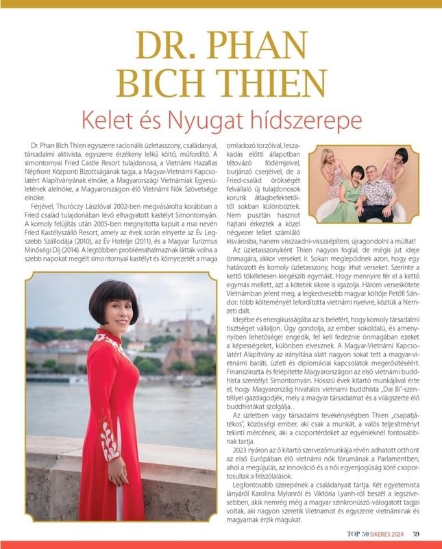 Hungarian magazine honors Vietnamese citizen one among top 50 successful women