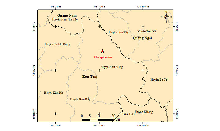 Five earthquakes reported in Kon Tum on February 7 morning