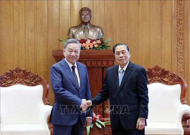 President To Lam visits former senior leaders of Laos