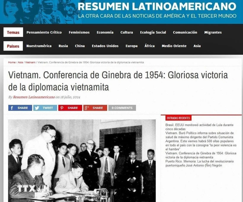 Argentinian media highly values significance of 1954 Geneva Agreement