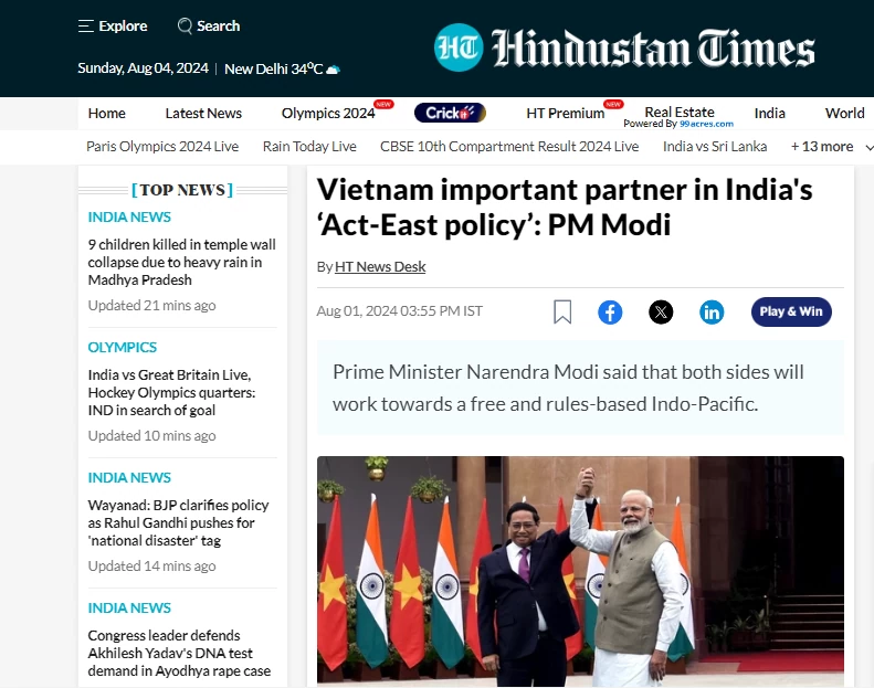 Indian media highlights outcome of Prime Minister Pham Minh Chinh s visit