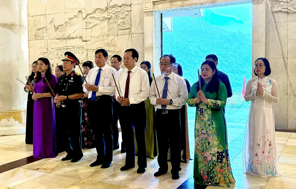 Incense and flowers offered at President Ho Chi Minh Temple in Cao Bang