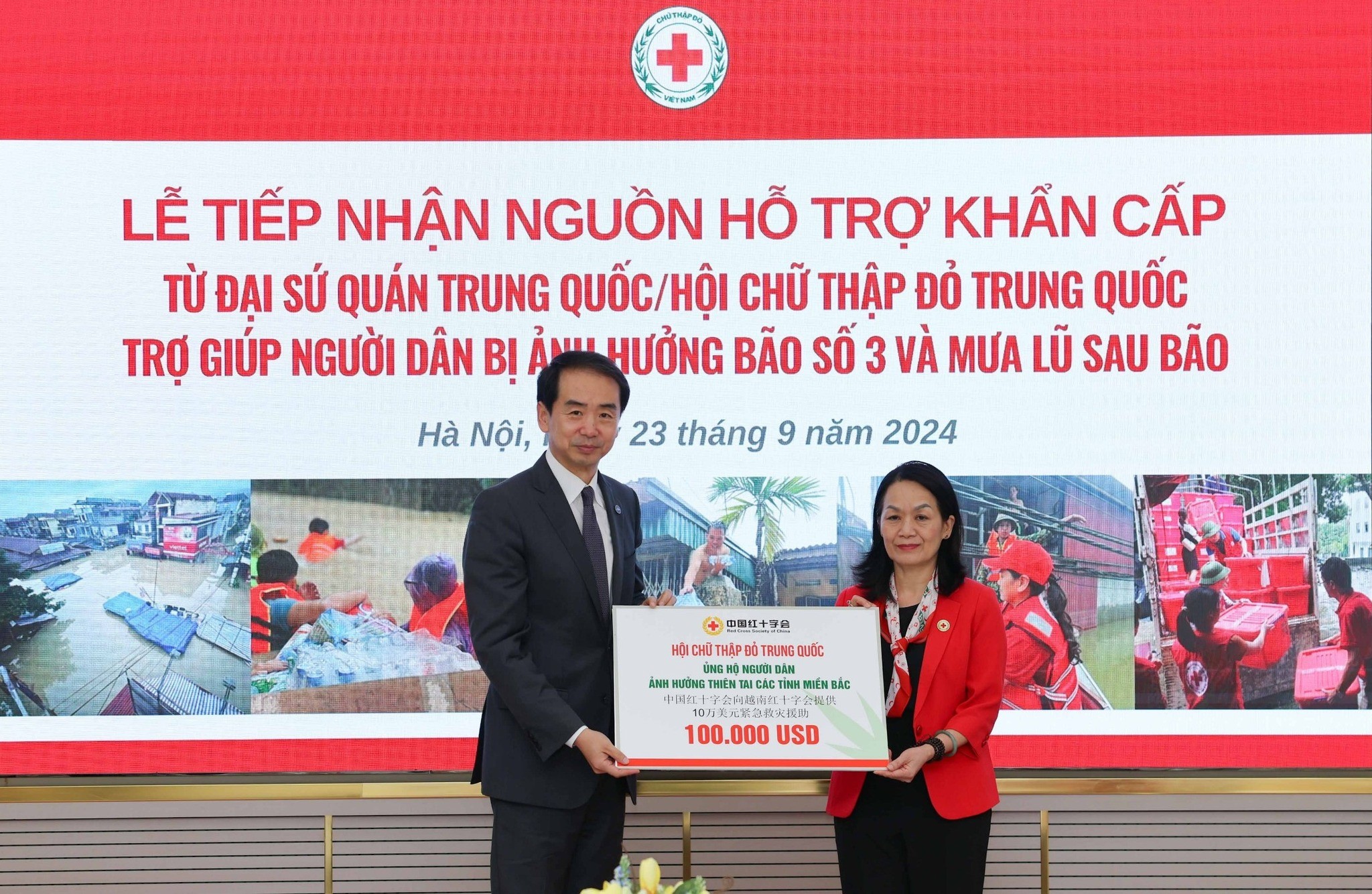 Chinese Red Cross donates USD100,000 to support Vietnam flood and storm recovery