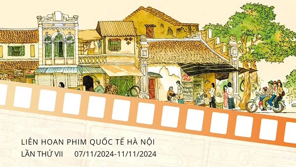 Outdoor film screenings and film artist exchanges at pedestrian street near by Hoan Kiem lake