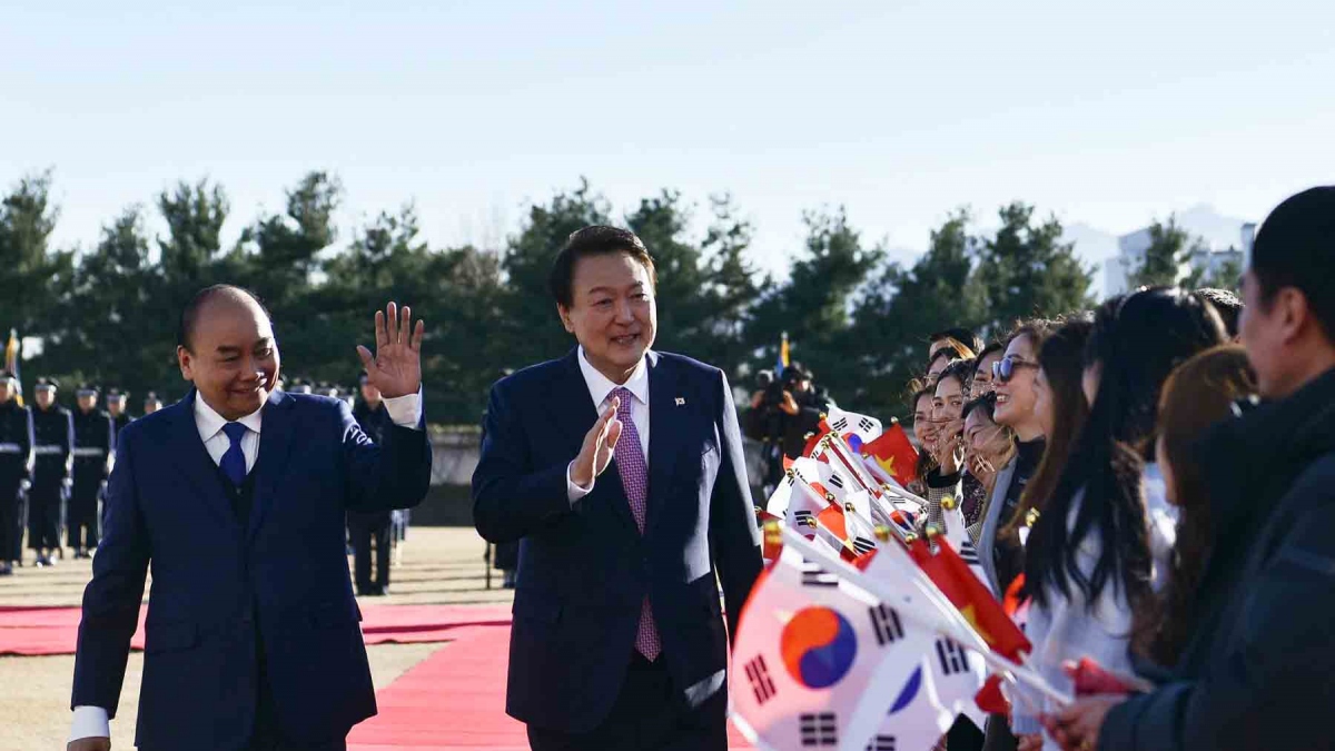 Cérémonie d’accueil officielle du président Nguyen Xuan Phuc en République de Corée