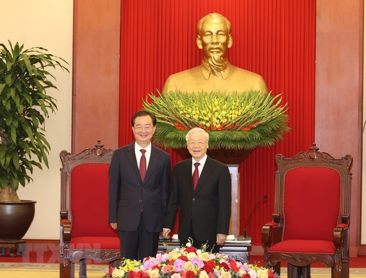 Le leader du PCV reçoit le secrétaire du Comité provincial du PCC du Yunnan Chine