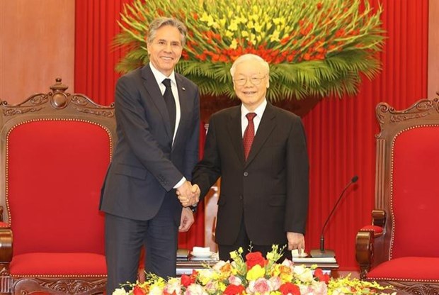 Le SG du Parti Nguyen Phu Trong reçoit le secrétaire d État américain Antony Blinken