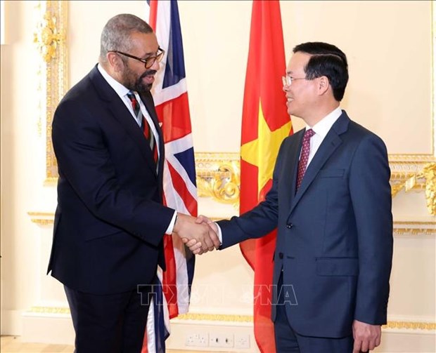 Le président Vo Van Thuong rencontre des dirigeants britanniques et le vice-président cubain