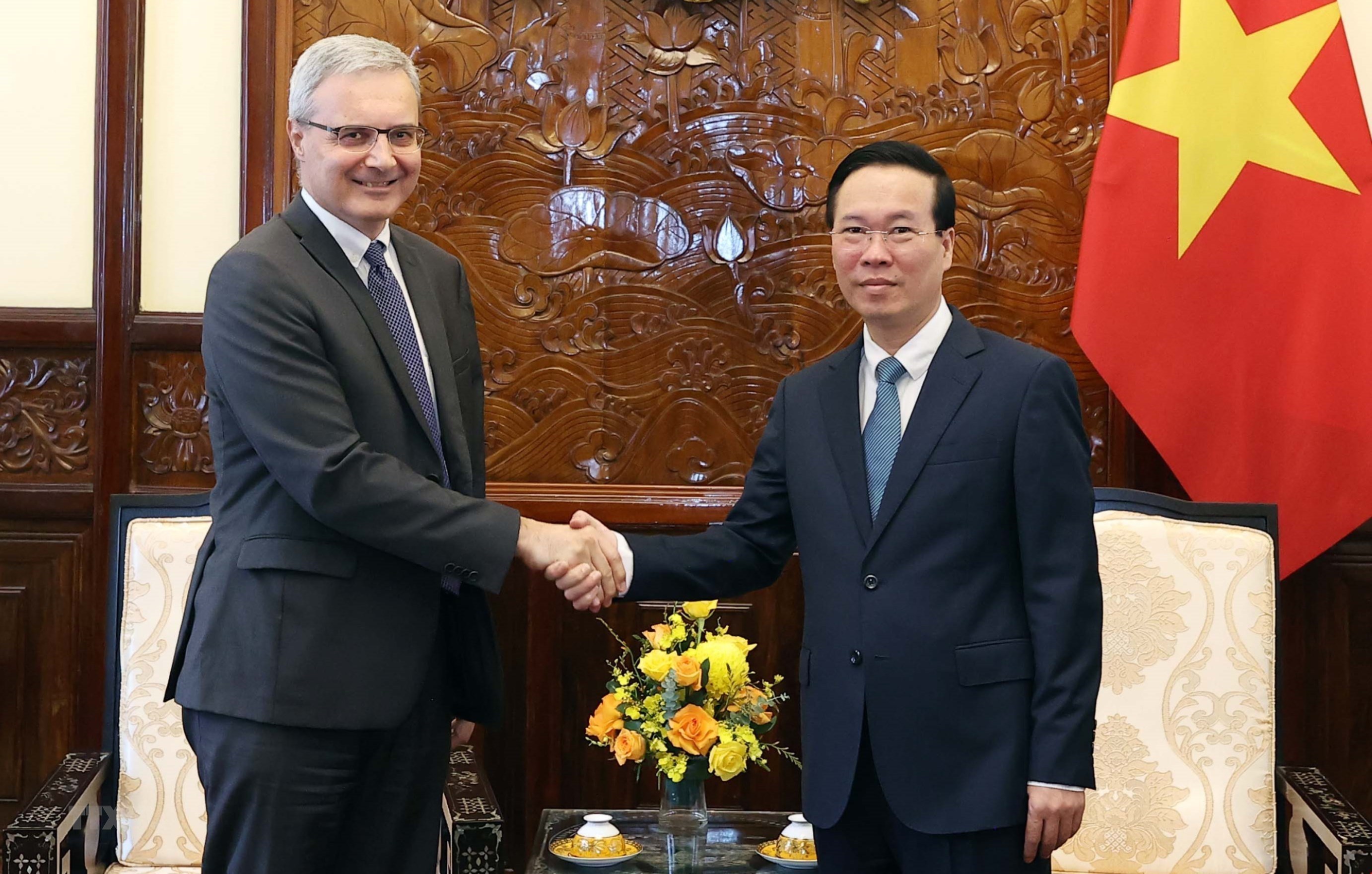 Le président Vo Van Thuong souligne les acquis des liens Vietnam-France