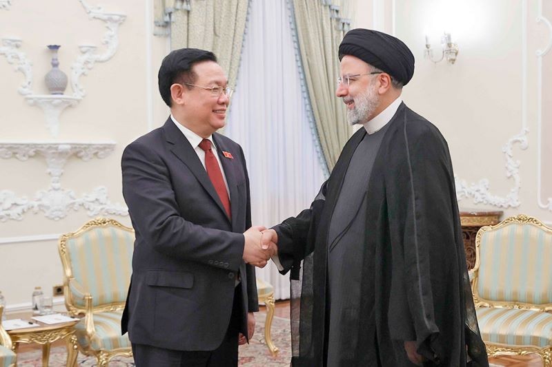 Entrevue entre le président de l AN Vuong Dinh Hue et le président iranien Ebrahim Raisi