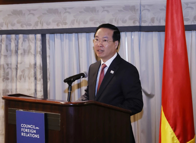 Le président Vo Van Thuong à un échange de politiques au Conseil américain des relations extérieures