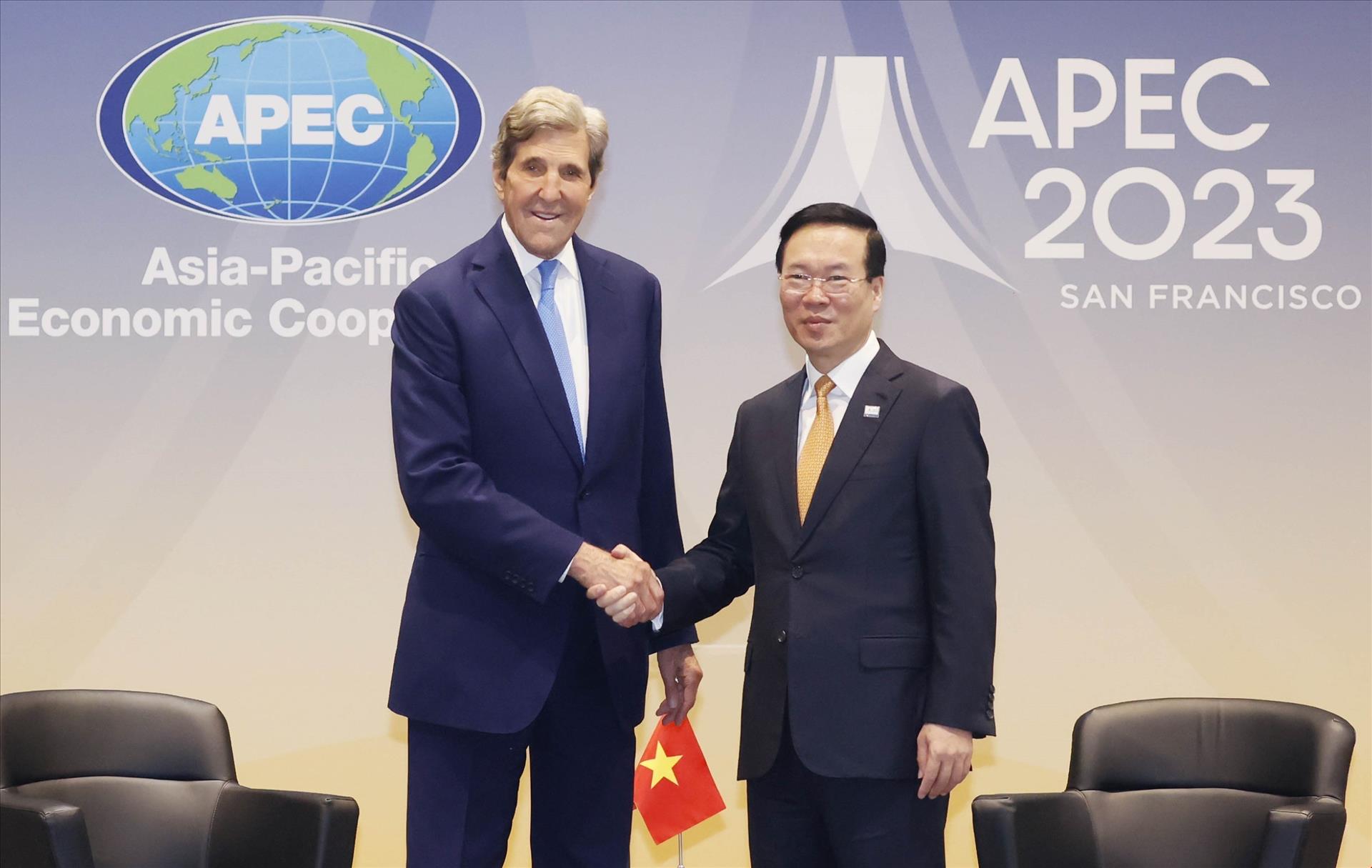 APEC 2023 Le président Vo Van Thuong reçoit l’envoyé spécial John Kerry