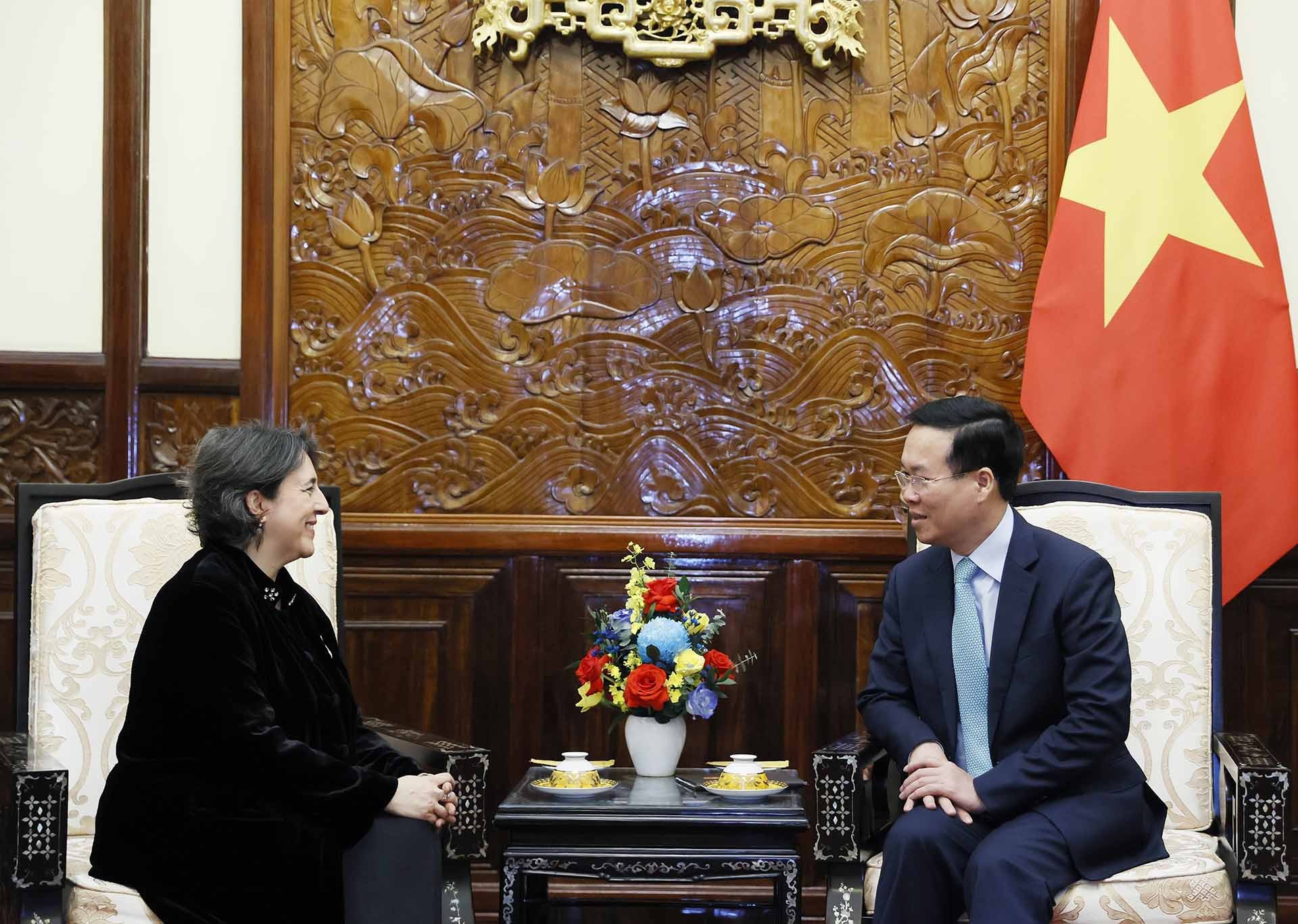 Le président Vo Van Thuong reçoit l ambassadrice d Espagne au Vietnam
