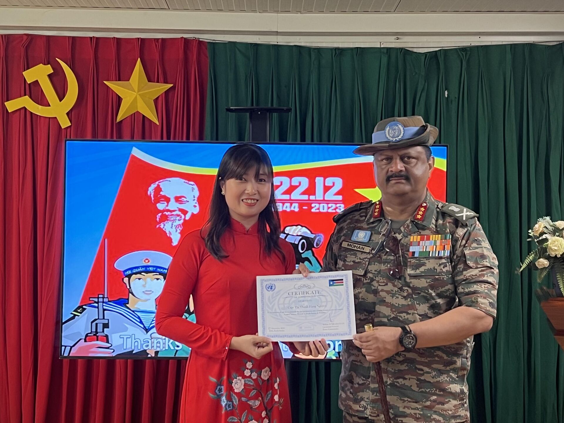 Une femme militaire vietnamienne en mission à la MINUSS à l’honneur