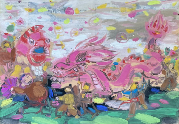 L exposition Dragon apporte des vœux pour une nouvelle année heureuse et paisible