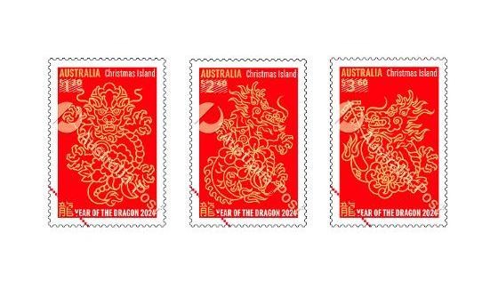 Une série de timbres sur le Nouvel An du Dragon de la Poste australienne