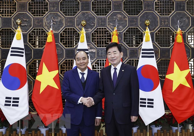 越南国家主席阮春福会见韩国国会议长金振杓