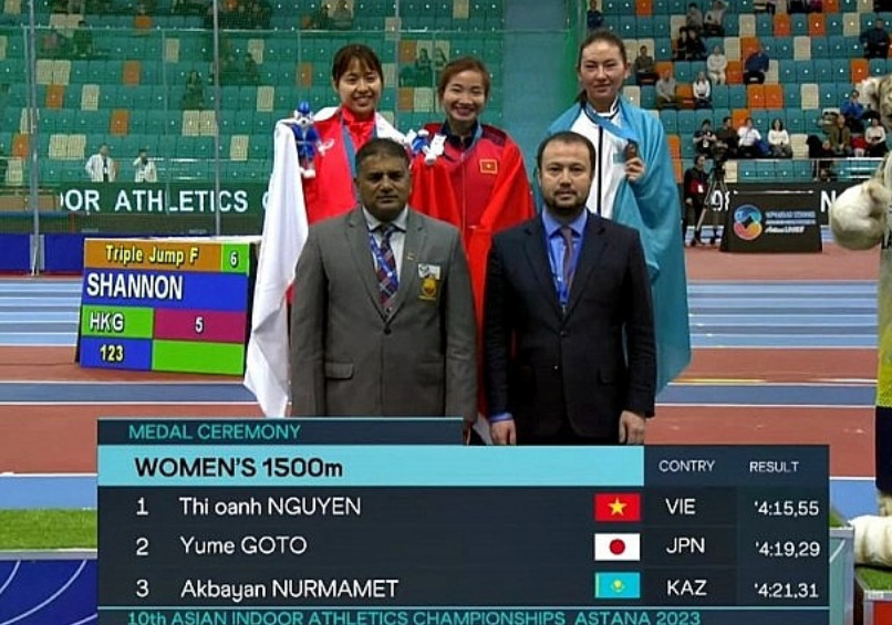 阮氏莺夺得2023亚洲室内田径锦标赛金牌