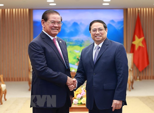 政府总理范明正会见柬埔寨王国副首相兼内政大臣韶肯
