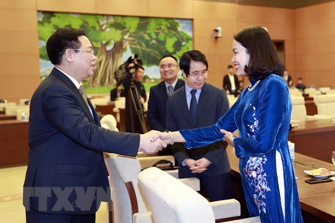 越南国会主席王廷惠会见越南驻外使团团长